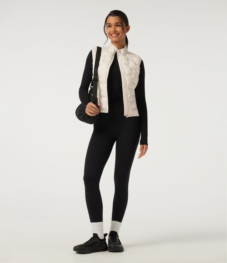 High Neck Sleeveless Quilted Casual Down Vest with Pockets