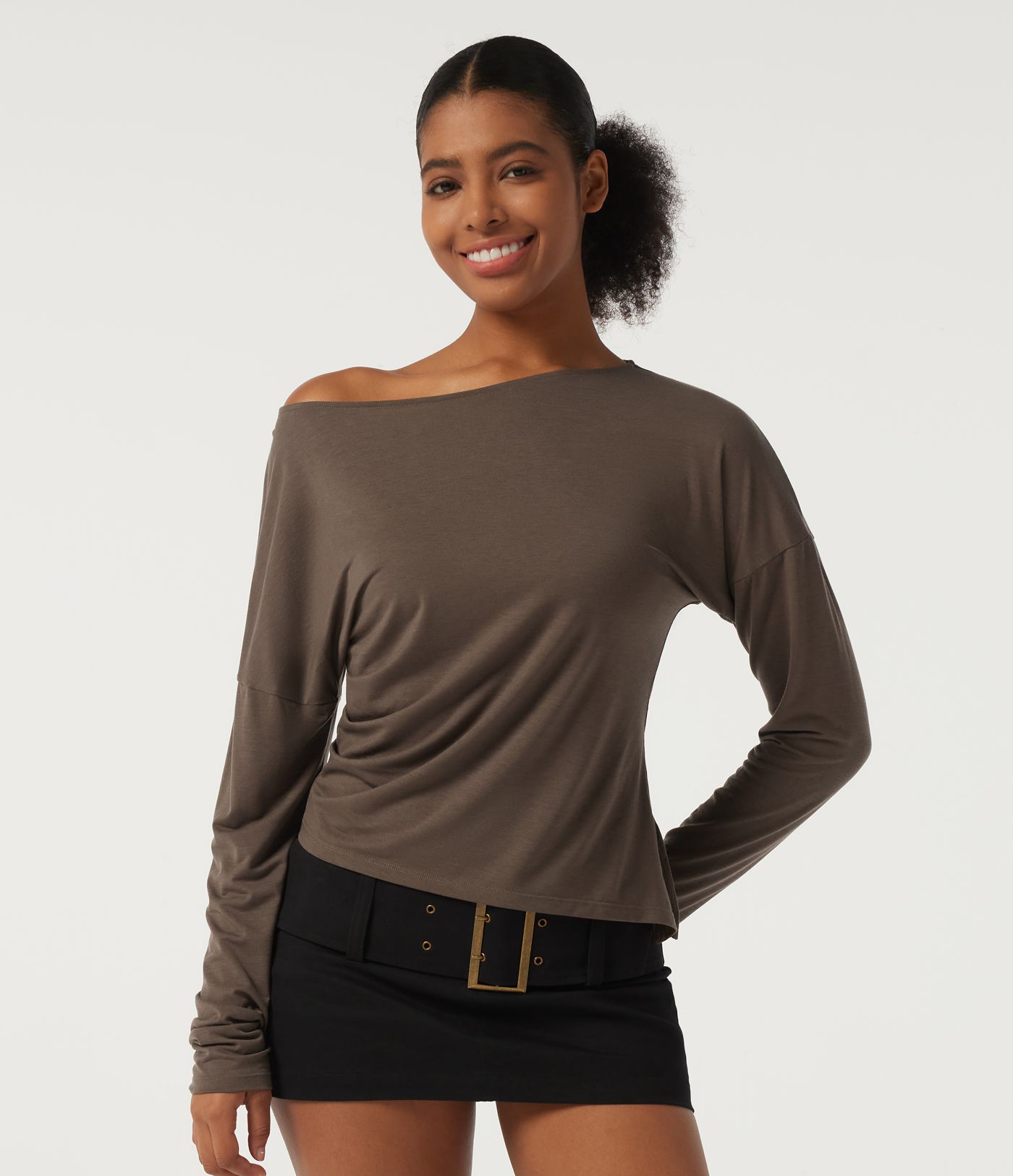 One Shoulder Long Sleeve Casual Wool-Blend Top One Shoulder Long Sleeve Casual Wool-Blend Top