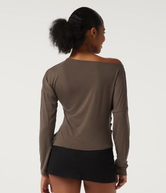 One Shoulder Long Sleeve Casual Wool-Blend Top One Shoulder Long Sleeve Casual Wool-Blend Top