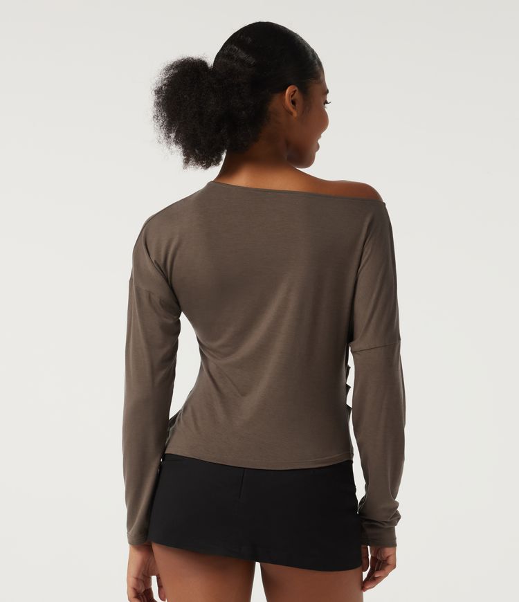 One Shoulder Long Sleeve Casual Wool-Blend Top One Shoulder Long Sleeve Casual Wool-Blend Top