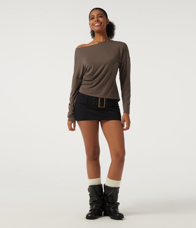One Shoulder Long Sleeve Casual Wool-Blend Top One Shoulder Long Sleeve Casual Wool-Blend Top