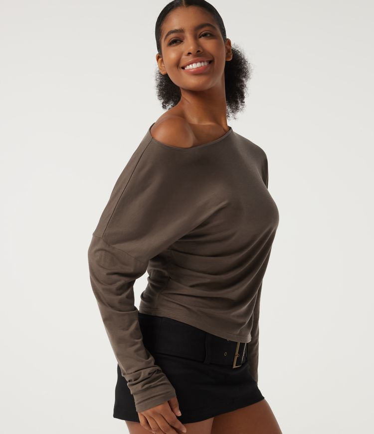 One Shoulder Long Sleeve Casual Wool-Blend Top One Shoulder Long Sleeve Casual Wool-Blend Top
