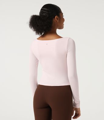 Quick Dry Boat Neck Long Sleeve Yoga Sports Top with Built-in Bra Quick Dry Boat Neck Long Sleeve Yoga Sports Top with Built-in Bra
