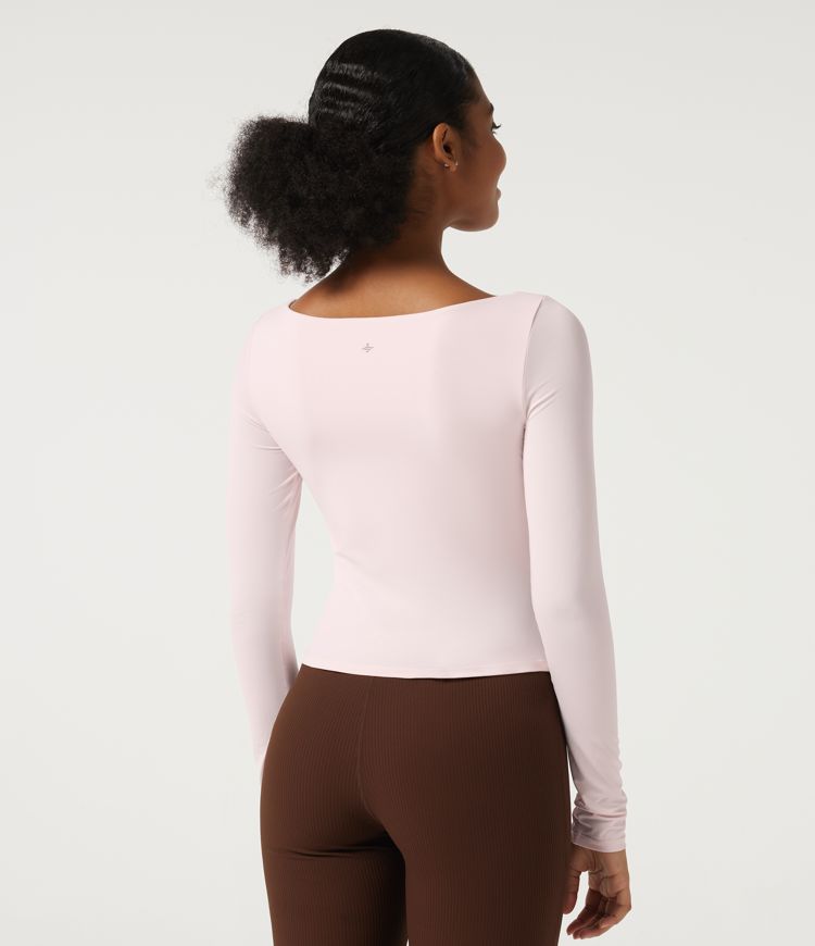 Quick Dry Boat Neck Long Sleeve Yoga Sports Top with Built-in Bra Quick Dry Boat Neck Long Sleeve Yoga Sports Top with Built-in Bra