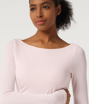 Quick Dry Boat Neck Long Sleeve Yoga Sports Top with Built-in Bra Quick Dry Boat Neck Long Sleeve Yoga Sports Top with Built-in Bra