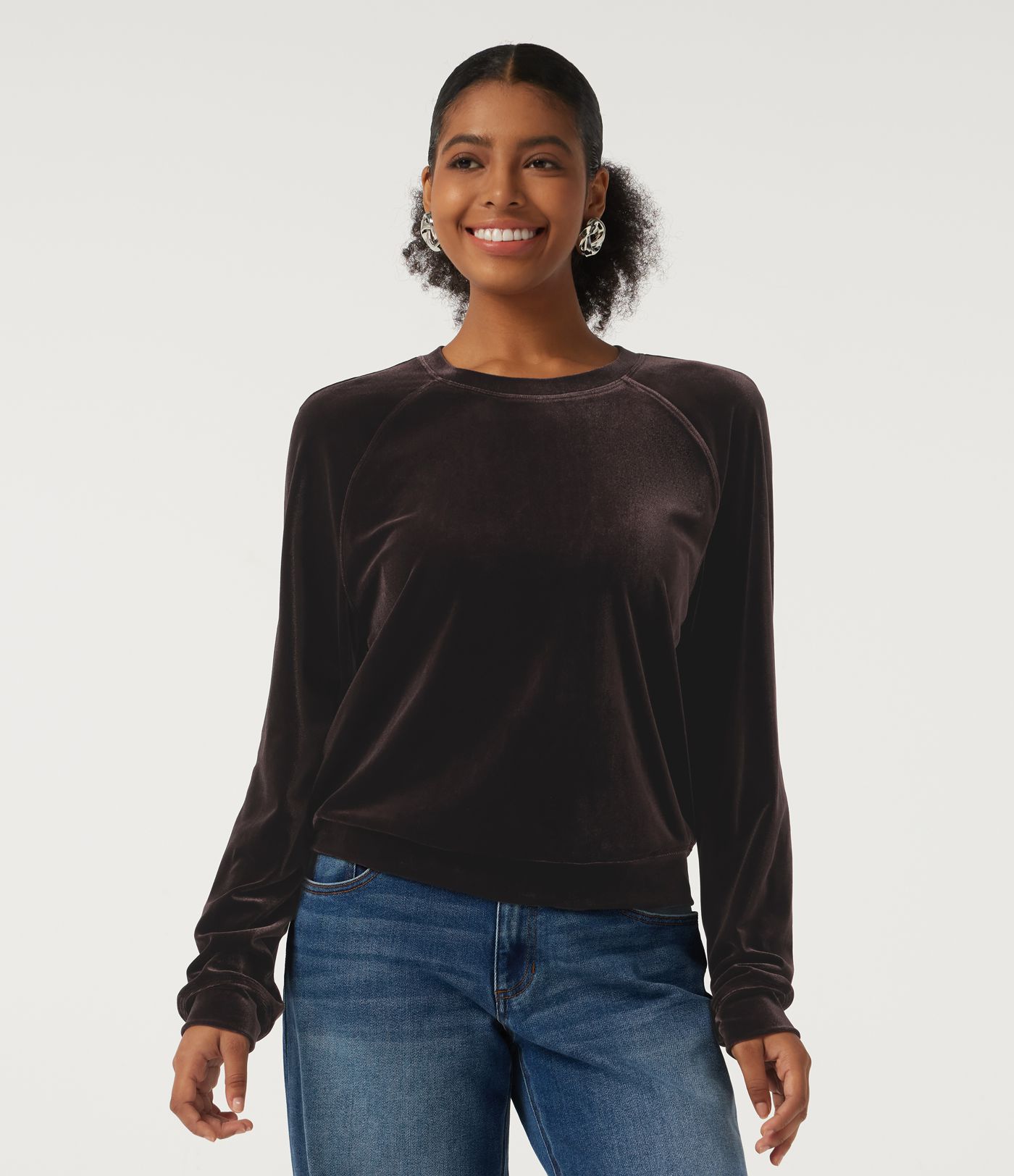 Round Neck Long Sleeve Velvet Casual Sweatshirt Round Neck Long Sleeve Velvet Casual Sweatshirt