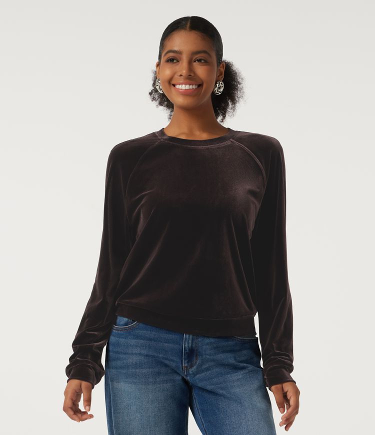 Round Neck Long Sleeve Velvet Casual Sweatshirt Round Neck Long Sleeve Velvet Casual Sweatshirt