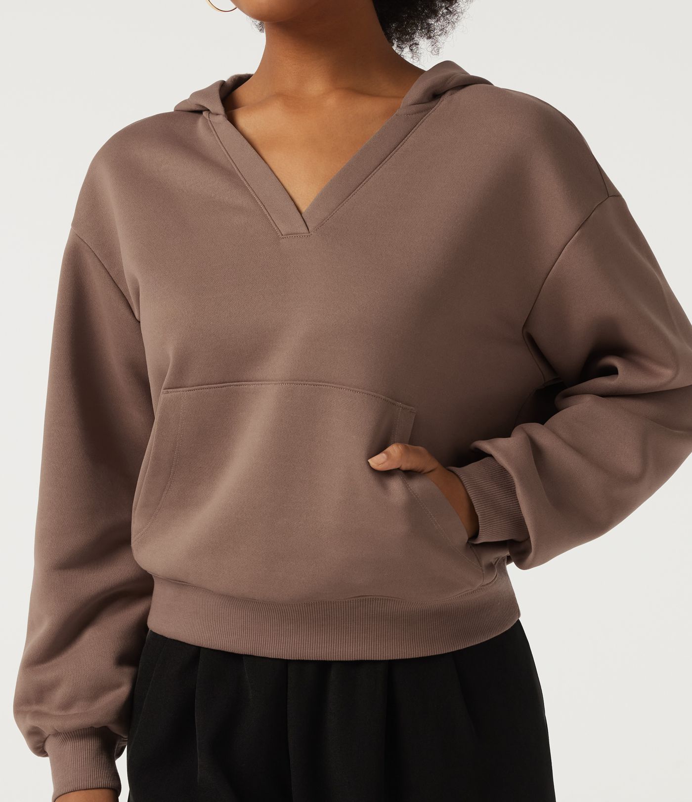 Sudadera casual con capucha de forro polar y manga larga, con bolsillo