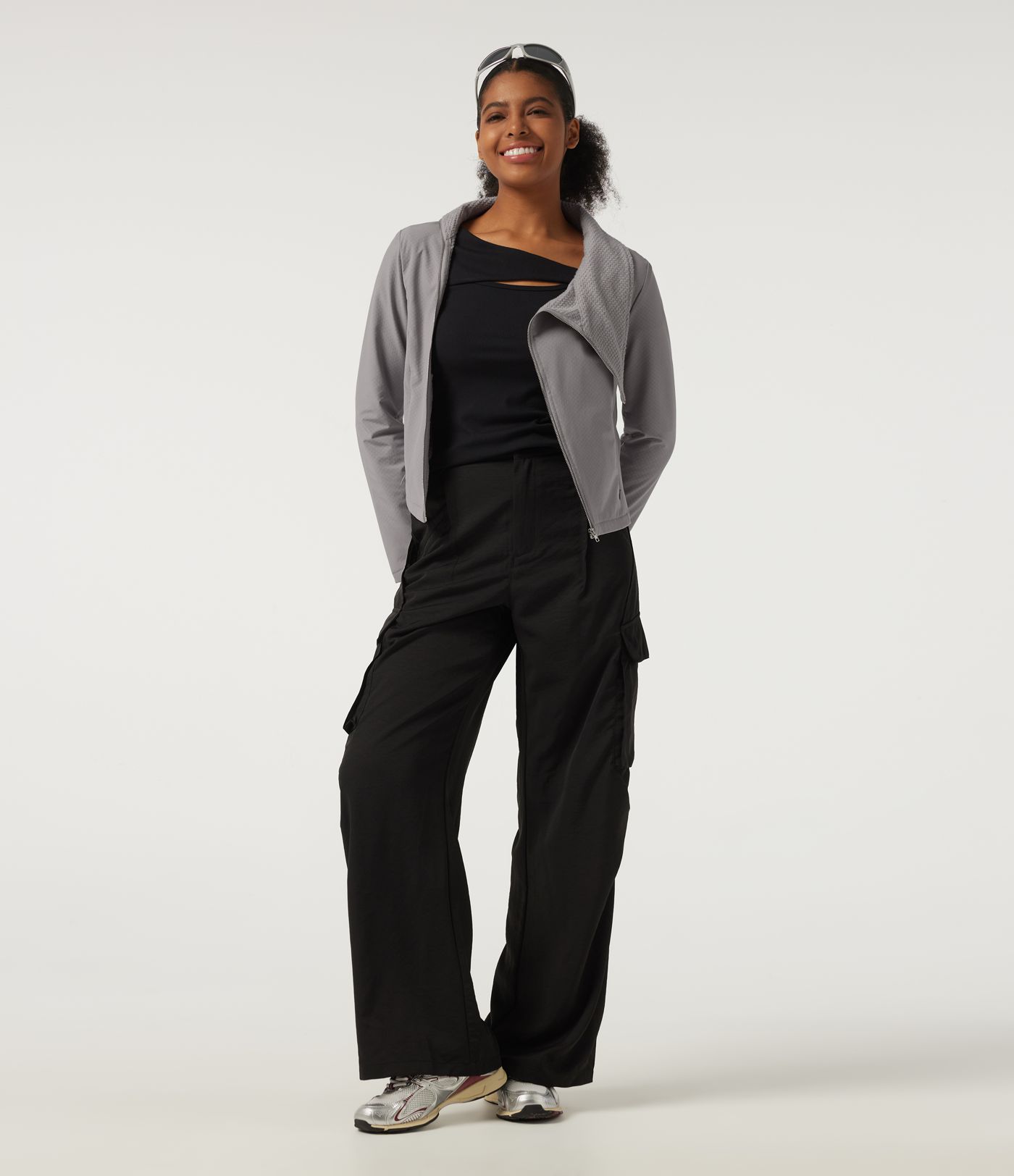 Asymmetric Collar Long Sleeve Casual Jacket with Pockets Asymmetric Collar Long Sleeve Casual Jacket with Pockets