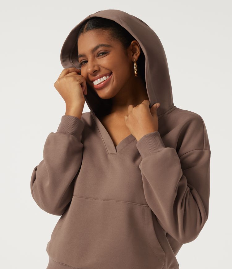 Sudadera casual con capucha de forro polar y manga larga, con bolsillo