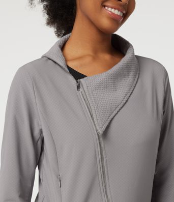 Asymmetric Collar Long Sleeve Casual Jacket with Pockets Asymmetric Collar Long Sleeve Casual Jacket with Pockets