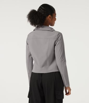 Asymmetric Collar Long Sleeve Casual Jacket with Pockets Asymmetric Collar Long Sleeve Casual Jacket with Pockets