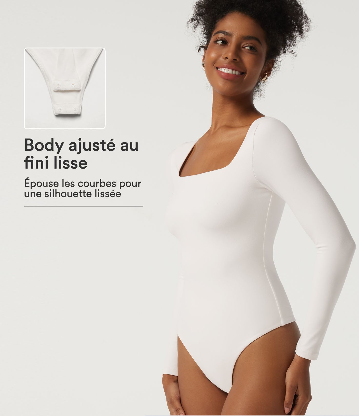 SoftlyZero™ - Body de estilo casual con escote cuadrado y mangas largas SoftlyZero™ - Body de estilo casual con escote cuadrado y mangas largas