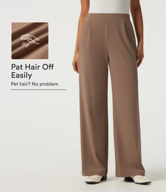 Patitoff™ 2.0 Pet Hair Resistant High Waisted Wide Leg Work Pants with Pockets Patitoff™ 2.0 Pet Hair Resistant High Waisted Wide Leg Work Pants with Pockets