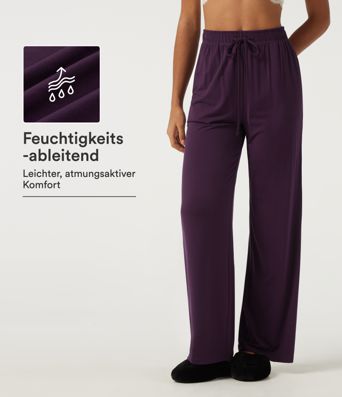 Lässige Jogginghose mit hohem Bund, Seitentaschen, Kordelzug und geradem Bein Lässige Jogginghose mit hohem Bund, Seitentaschen, Kordelzug und geradem Bein