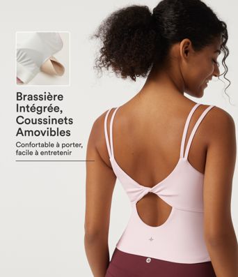 Débardeur de yoga SoftlyZero™ Airy à col rond échancré torsadé avec brassière intégrée