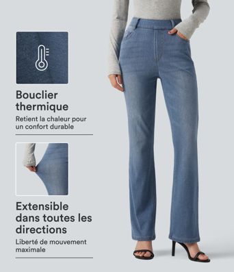Jean bootcut Halara Flex™ Denim Heat taille haute avec poches Jean bootcut Halara Flex™ Denim Heat taille haute avec poches