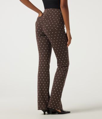 High Waisted Polka Dot Flare Work Pants with Pockets