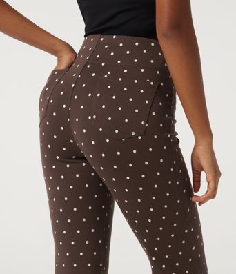 High Waisted Polka Dot Flare Work Pants with Pockets