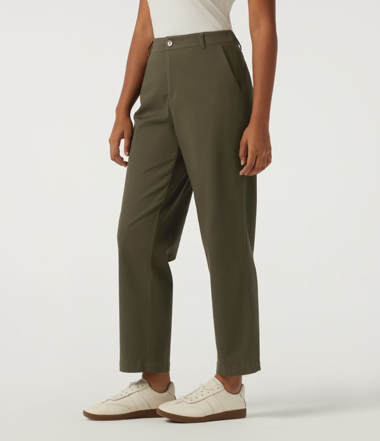 Mid Rise Straight Leg Work Chino Cotton Pants with Pockets Mid Rise Straight Leg Work Chino Cotton Pants with Pockets