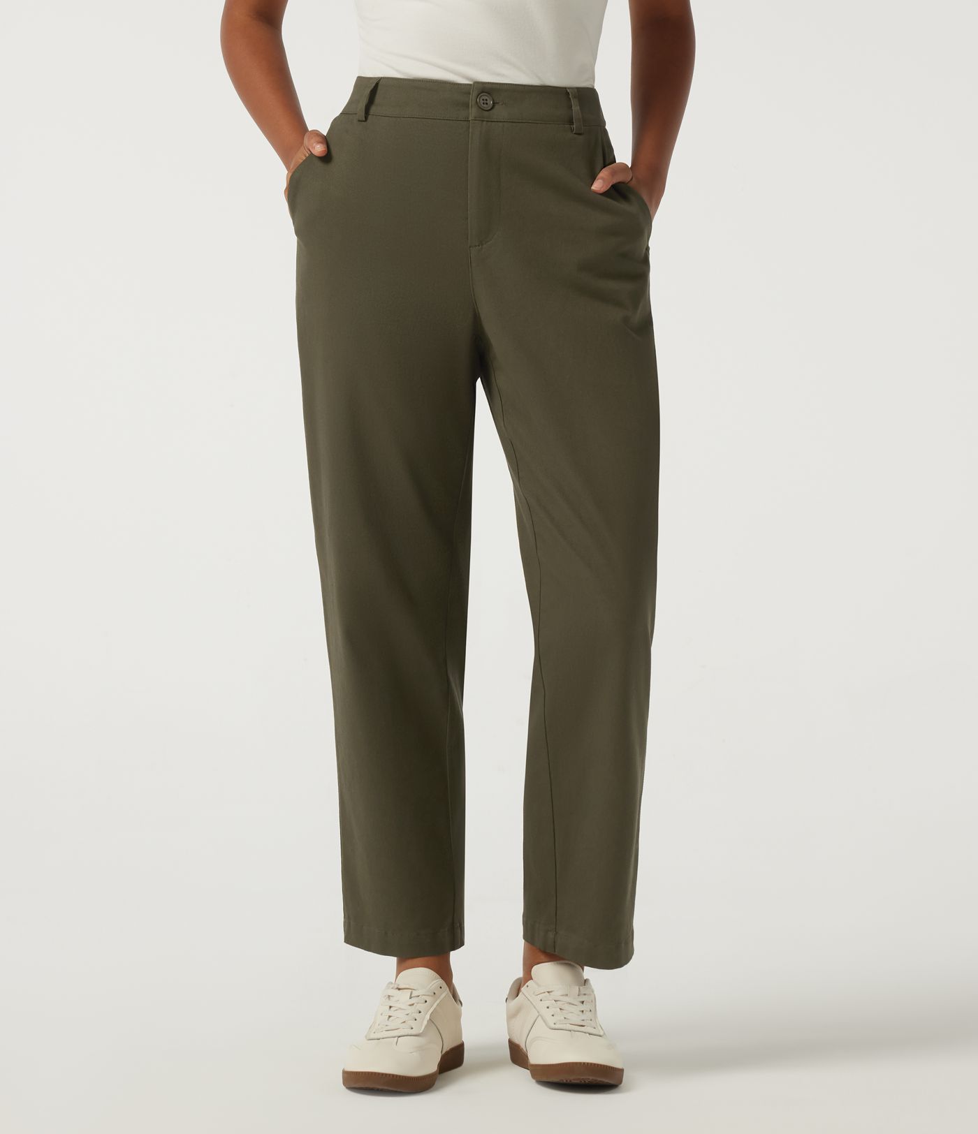 Mid Rise Straight Leg Work Chino Cotton Pants with Pockets Mid Rise Straight Leg Work Chino Cotton Pants with Pockets