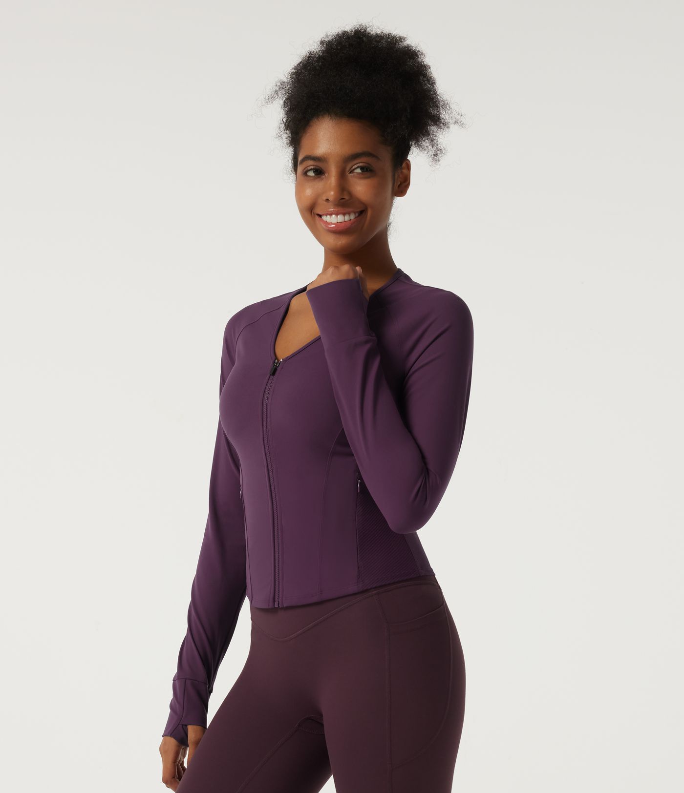 Halara UltraSculpt™ V Neck Long Sleeve Yoga Curvy Jacket with Pockets and Thumbholes