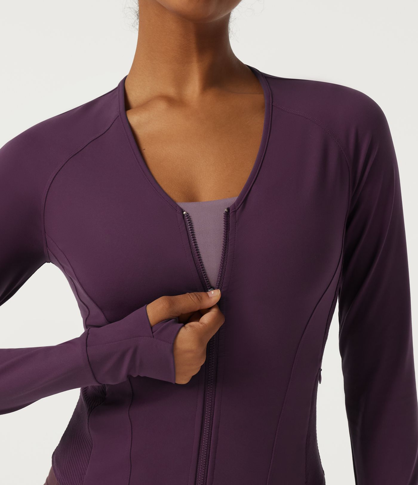 Halara UltraSculpt™ V Neck Long Sleeve Yoga Curvy Jacket with Pockets and Thumbholes