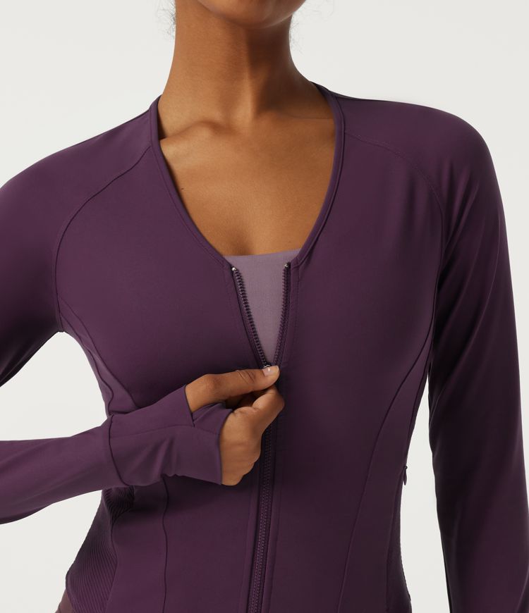 Halara UltraSculpt™ V Neck Long Sleeve Yoga Curvy Jacket with Pockets and Thumbholes