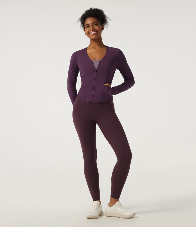 Halara UltraSculpt™ V Neck Long Sleeve Yoga Curvy Jacket with Pockets and Thumbholes