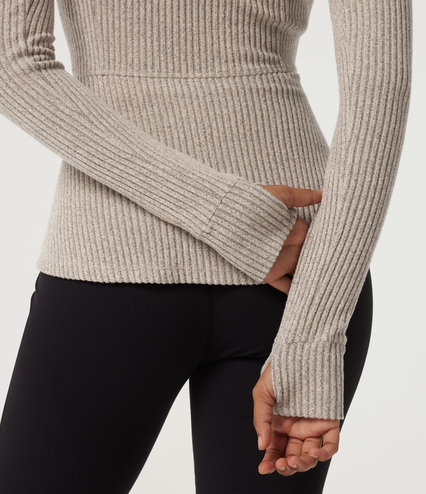 Ribbed Knit Mock Neck Long Sleeve Yoga Track Jacket with Pockets Ribbed Knit Mock Neck Long Sleeve Yoga Track Jacket with Pockets