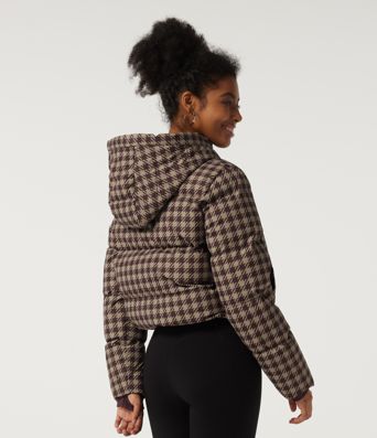 Removable Hood Long Sleeve Quilted Print Casual Down Jacket with Pockets
