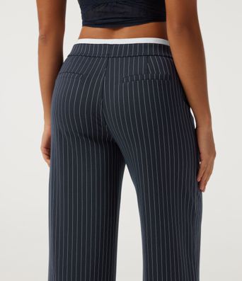 Halara Flex™ Low Rise Wide Leg Stripe Work Pants with Pockets