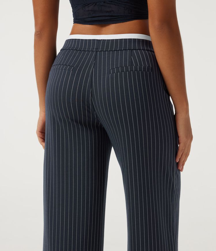 Halara Flex™ Low Rise Wide Leg Stripe Work Pants with Pockets