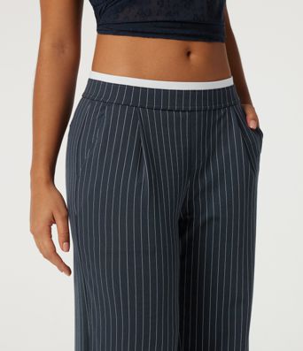 Halara Flex™ Low Rise Wide Leg Stripe Work Pants with Pockets