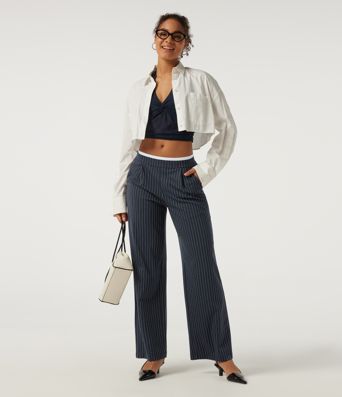 Halara Flex™ Low Rise Wide Leg Stripe Work Pants with Pockets