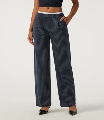 Halara Flex™ Low Rise Wide Leg Stripe Work Pants with Pockets