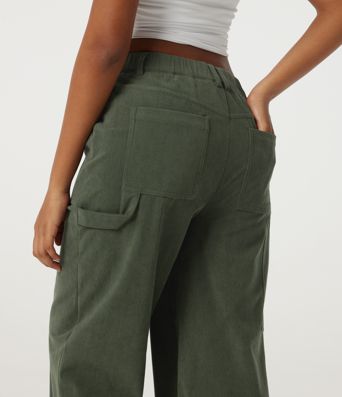 Mid Rise Wide Leg Corduroy Casual Pants with Pockets Mid Rise Wide Leg Corduroy Casual Pants with Pockets