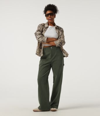 Mid Rise Wide Leg Corduroy Casual Pants with Pockets Mid Rise Wide Leg Corduroy Casual Pants with Pockets