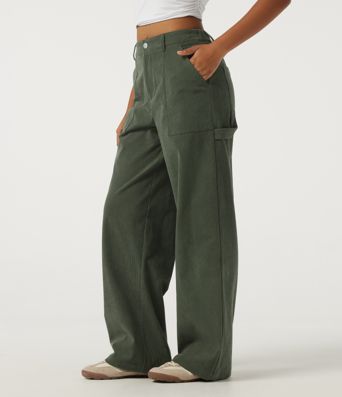 Mid Rise Wide Leg Corduroy Casual Pants with Pockets Mid Rise Wide Leg Corduroy Casual Pants with Pockets