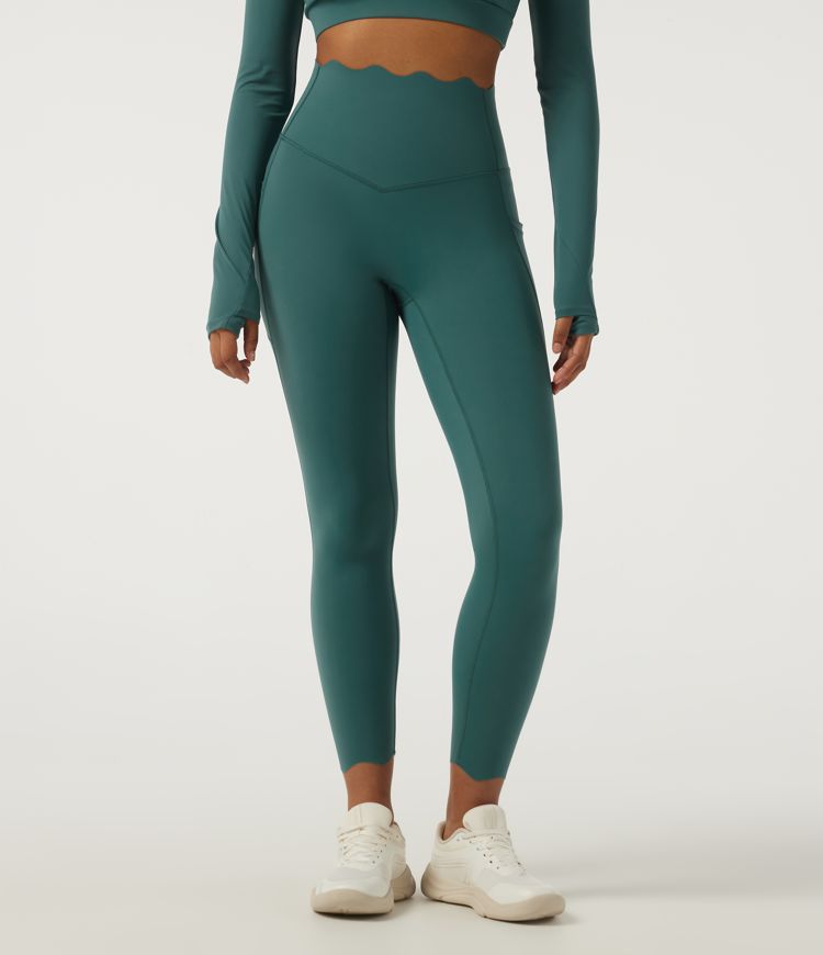 Viridian Lauf-Leggings mit hohem Bund, Seitentaschen und Muschelsaum - schnelltrocknend, skinny fit / 1