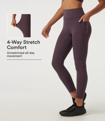 Quick Dry High Waisted Running Leggings with Pockets
