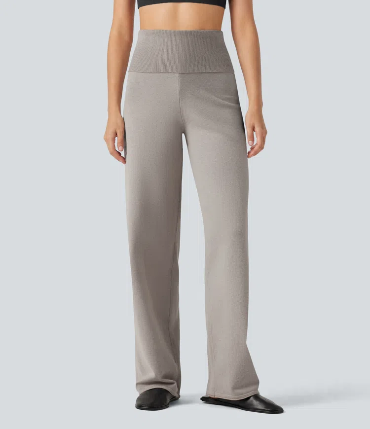 High Waisted Straight Leg Lounge Sweater Pants