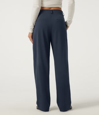 Halara DayStretch™ Mid Rise Barrel Leg Asymmetric Work Pants with Pockets