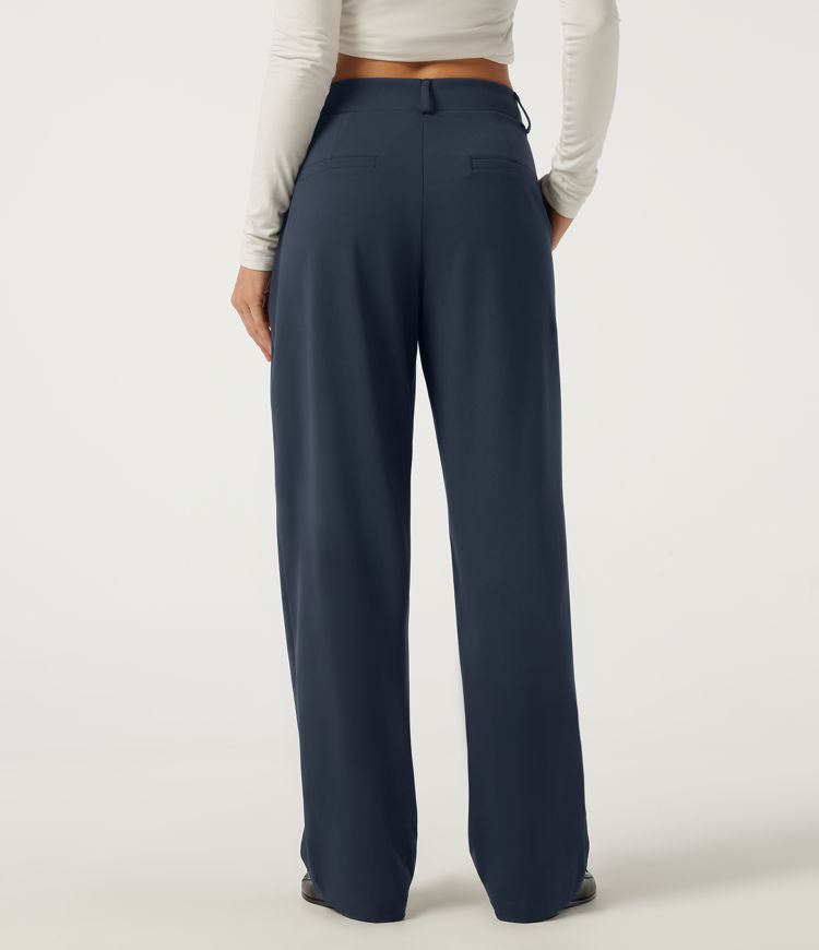 Halara DayStretch™ Mid Rise Barrel Leg Asymmetric Work Pants with Pockets
