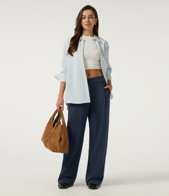 Halara DayStretch™ Mid Rise Barrel Leg Asymmetric Work Pants with Pockets
