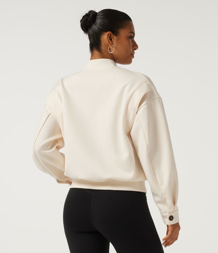 Rice Khaki Freizeit-Fleecejacke mit Stehkragen, langen Ärmeln und Taschen / 2
