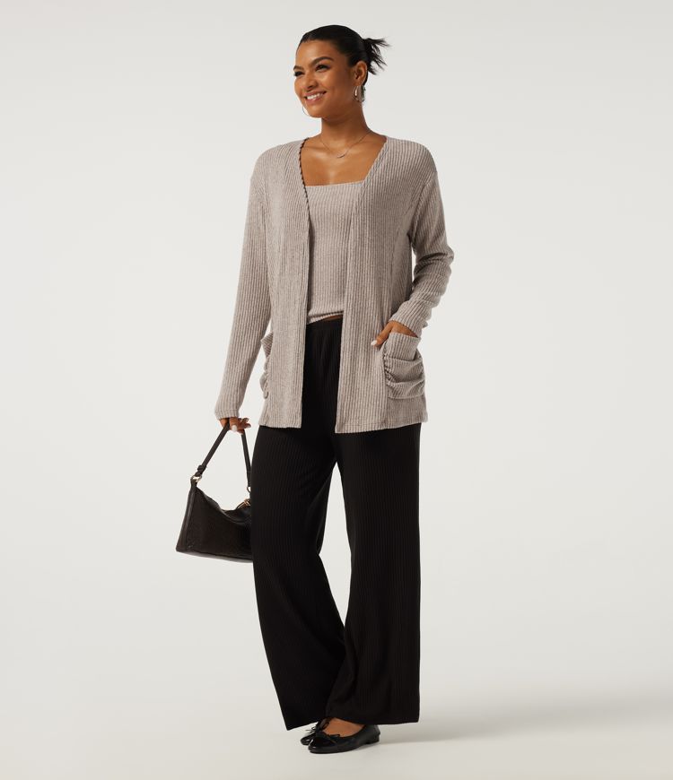 Ribbed Knit Long Sleeve Casual Cardigans with Pockets Ribbed Knit Long Sleeve Casual Cardigans with Pockets