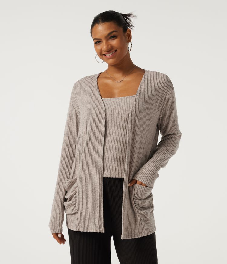 Ribbed Knit Long Sleeve Casual Cardigans with Pockets Ribbed Knit Long Sleeve Casual Cardigans with Pockets