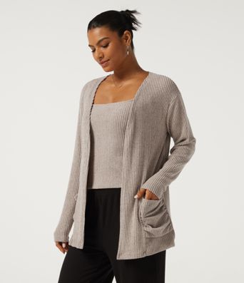 Ribbed Knit Long Sleeve Casual Cardigans with Pockets Ribbed Knit Long Sleeve Casual Cardigans with Pockets