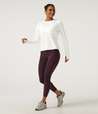 Round Neck Long Sleeve Contrast Mesh Running Sports Top with Thumbholes Round Neck Long Sleeve Contrast Mesh Running Sports Top with Thumbholes